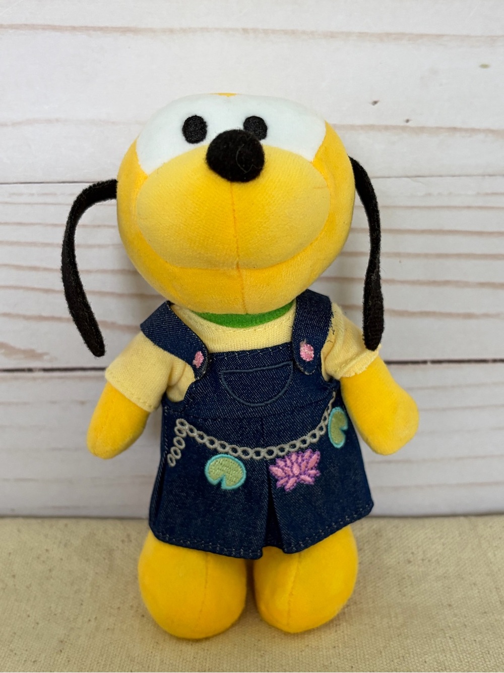 Disney Parks nuiMOs Pluto Poseable Plush 6” with Denim Lilypad Dress Outfit